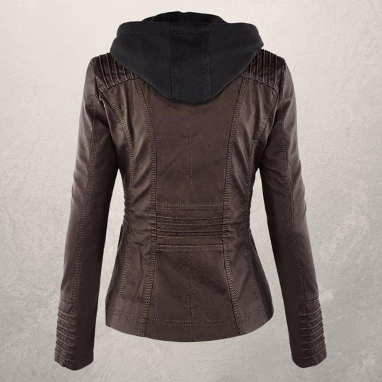 EB | Kunstlederjacke Slim Fit Kapuzenzip Jacke