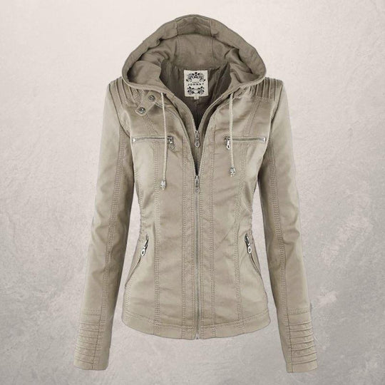 EB | Lederjacke - Kunstleder Slim Fit Kapuzenzip-Jacke