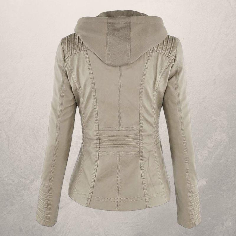 EB | Lederjacke - Kunstleder Slim Fit Kapuzenzip-Jacke
