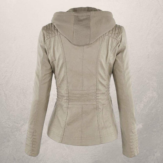 EB | Lederjacke - Kunstleder Slim Fit Kapuzenzip-Jacke