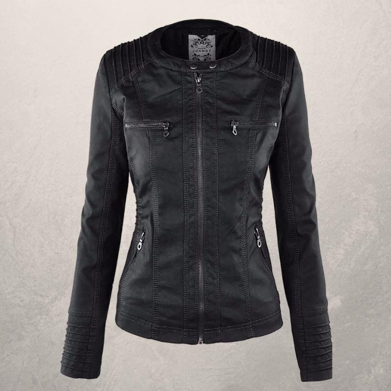 EB | Lederjacke - Kunstleder Slim Fit Kapuzenzip-Jacke