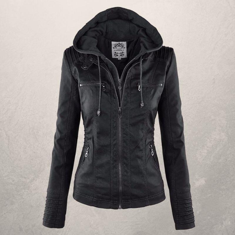 EB | Kunstlederjacke Slim Fit Kapuzenzip Jacke