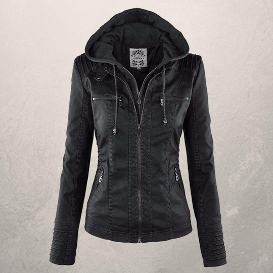 EB | Kunstlederjacke Slim Fit Kapuzenzip Jacke