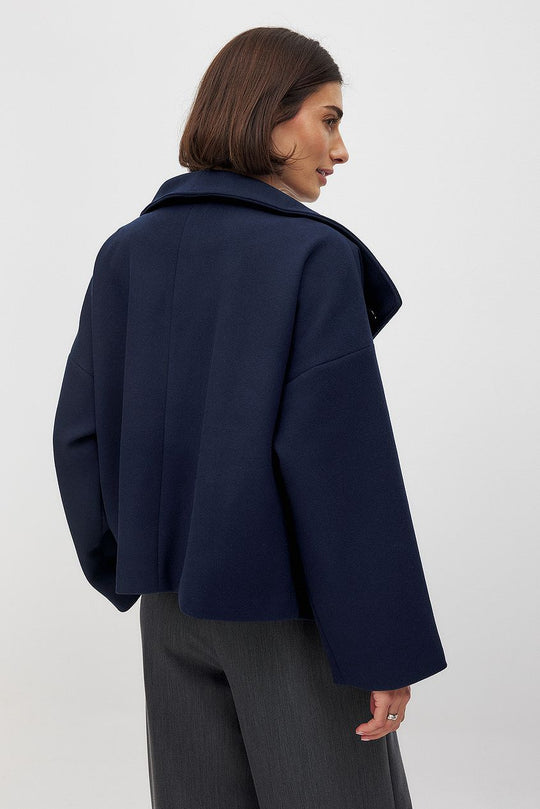 EB | Damen Kurze Oversized Winterjacke mit Reverskragen und Doppelt Knopfrei