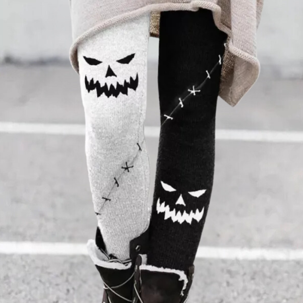 EB | Leggings Enganliegend Weicher und Atmungsaktiver Strick Geometrisches Muster Vollständig Länglich