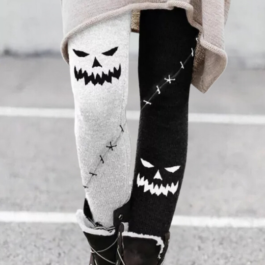 EB | Leggings Enganliegend Weicher und Atmungsaktiver Strick Geometrisches Muster Vollständig Länglich