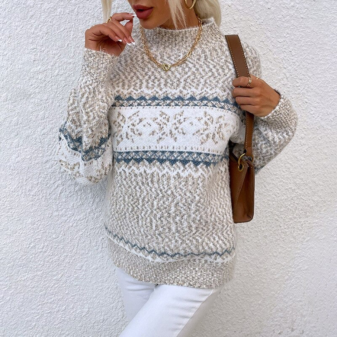 EB | Damen - Strickpullover – Warmer Winterpullover mit Norwegermuster