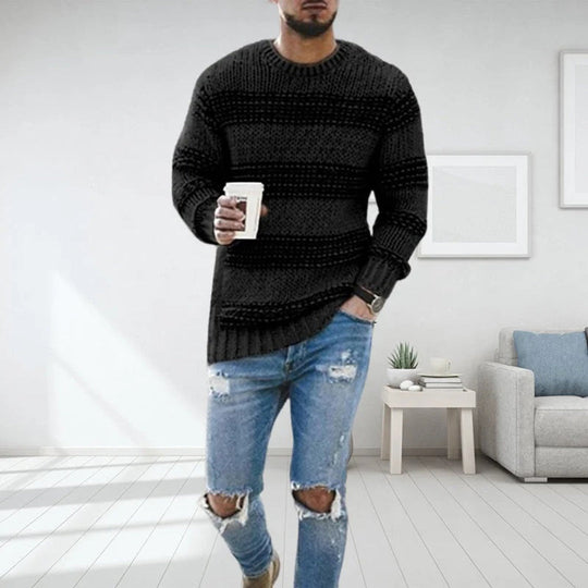 EB | Pullover Wollstrick Bequemer Schnitt Norwegisches Muster Rundhals