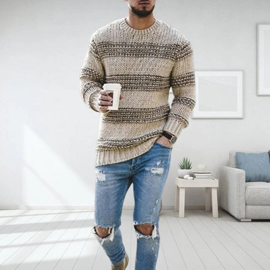 EB | Pullover Wollstrick Bequemer Schnitt Norwegisches Muster Rundhals