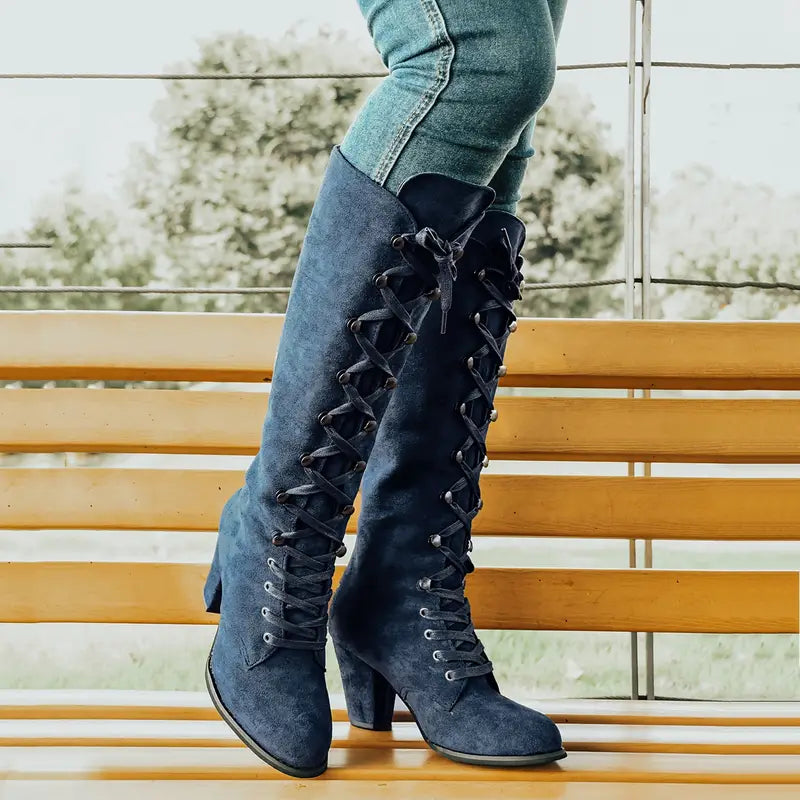 Langer Damen-Stiefel mit hohem Absatz EB