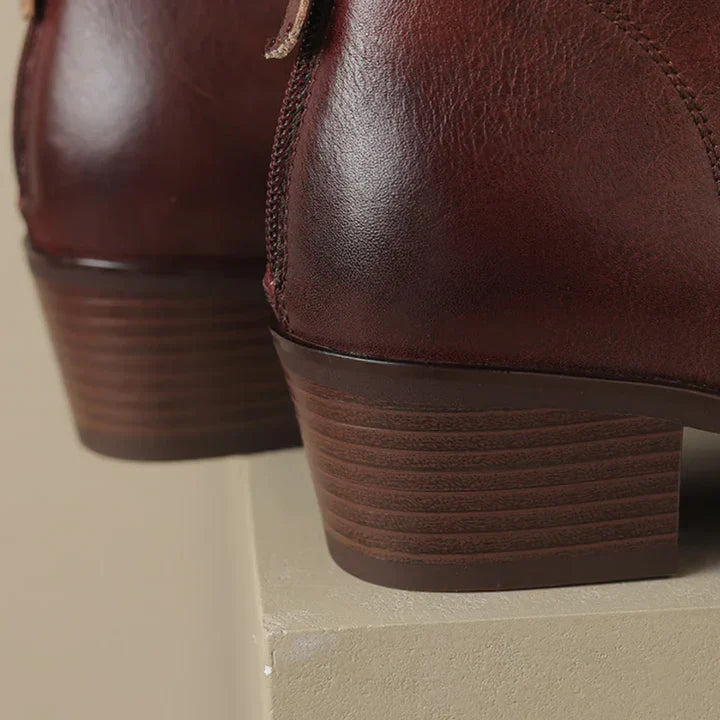 EB | Damenstiefelette Aus Leder mit Blockabsatz