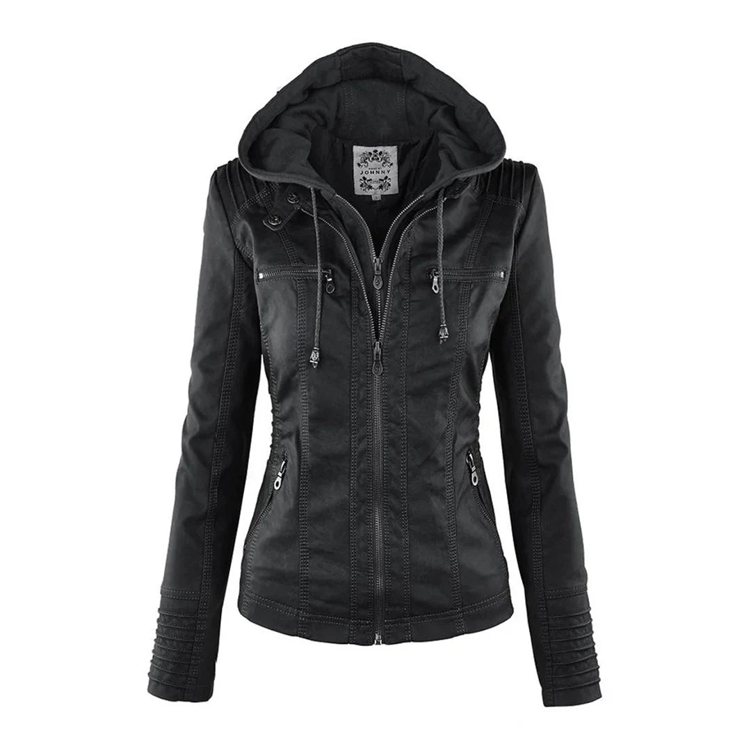 EB | Fake-Leder Bikerjacke mit Kapuze