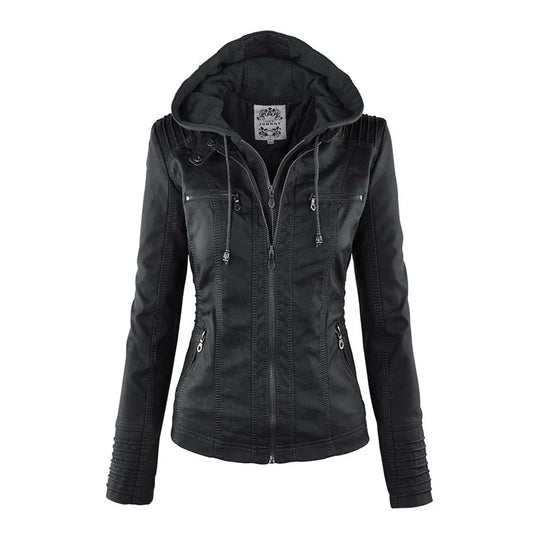 EB | Fake-Leder Bikerjacke mit Kapuze