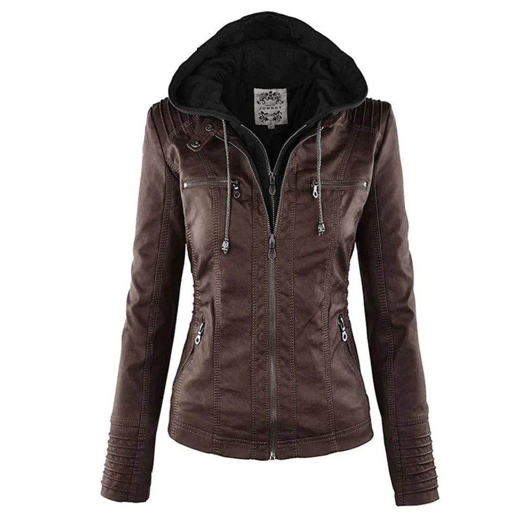 EB | Fake-Leder Bikerjacke mit Kapuze