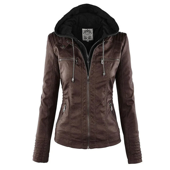 EB | Fake-Leder Bikerjacke mit Kapuze