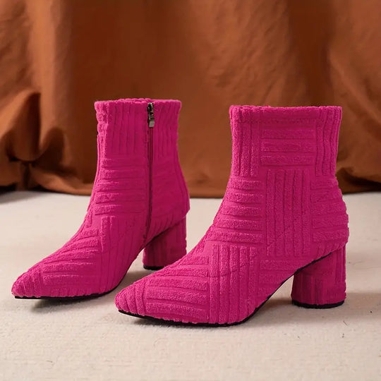 Stiefel mit Absatz - Damenstiefel mit Reißverschluss und dickem Absatz EB