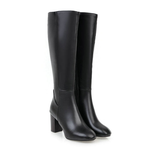 Stiefel mit Absatz | Leder | Blockabsatz | Hoher Absatz Knöchelhohe Stiefel | Damenstiefel EB