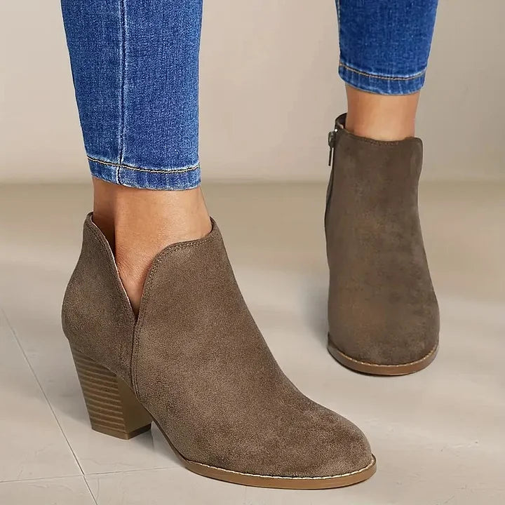 Stiefel mit Absatz | Wildleder | Blockabsatz | Stiefeletten | Damenstiefel EB
