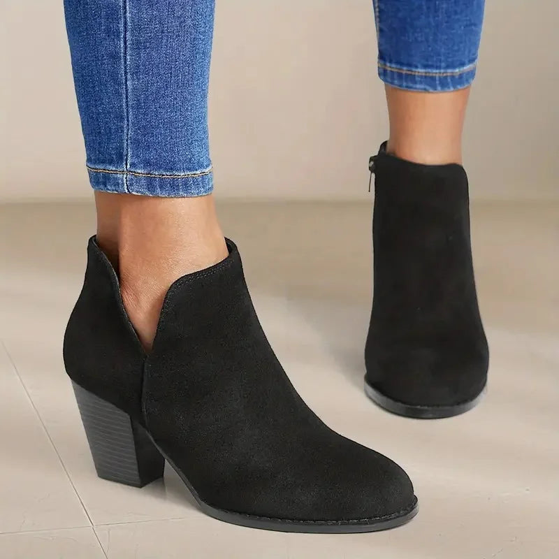 Stiefel mit Absatz | Wildleder | Blockabsatz | Stiefeletten | Damenstiefel EB