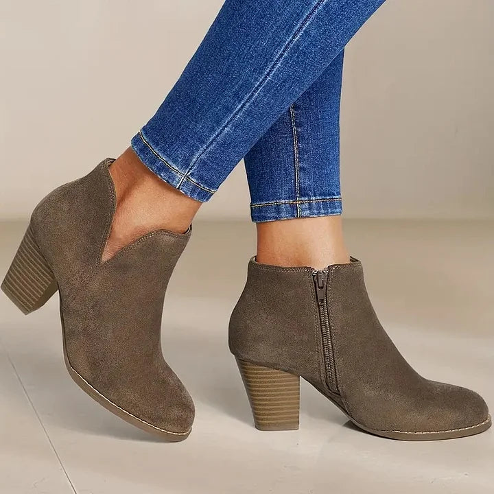 Stiefel mit Absatz | Wildleder | Blockabsatz | Stiefeletten | Damenstiefel EB