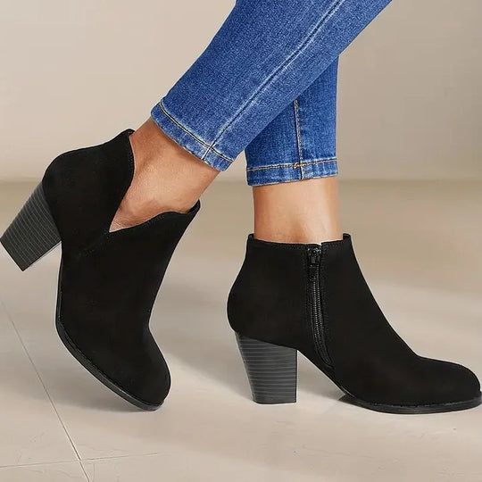 Stiefel mit Absatz | Wildleder | Blockabsatz | Stiefeletten | Damenstiefel EB