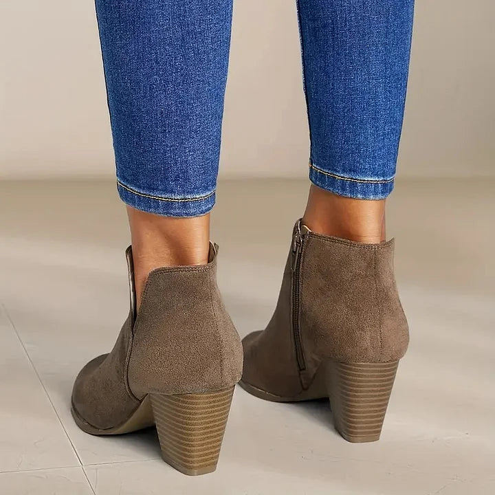 Stiefel mit Absatz | Wildleder | Blockabsatz | Stiefeletten | Damenstiefel EB