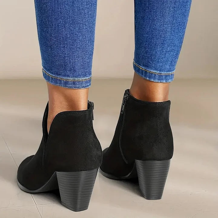 Stiefel mit Absatz | Wildleder | Blockabsatz | Stiefeletten | Damenstiefel EB