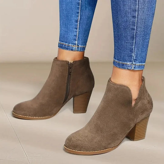 Stiefel mit Absatz | Wildleder | Blockabsatz | Stiefeletten | Damenstiefel EB