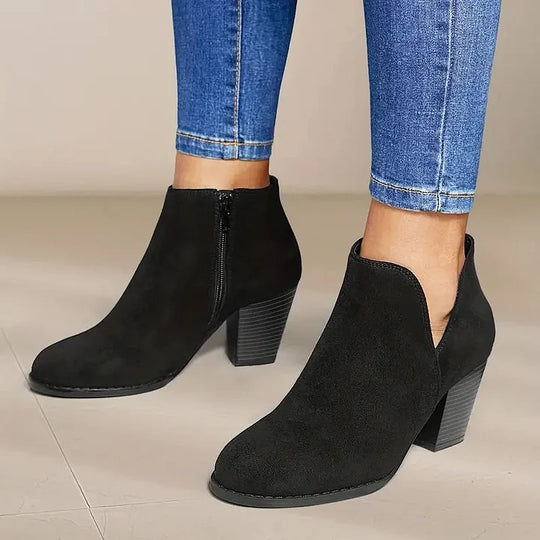 Stiefel mit Absatz | Wildleder | Blockabsatz | Stiefeletten | Damenstiefel EB