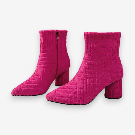Absatzstiefel - Damen Stiefeletten mit Blockabsatz und spitzer Zehe EB