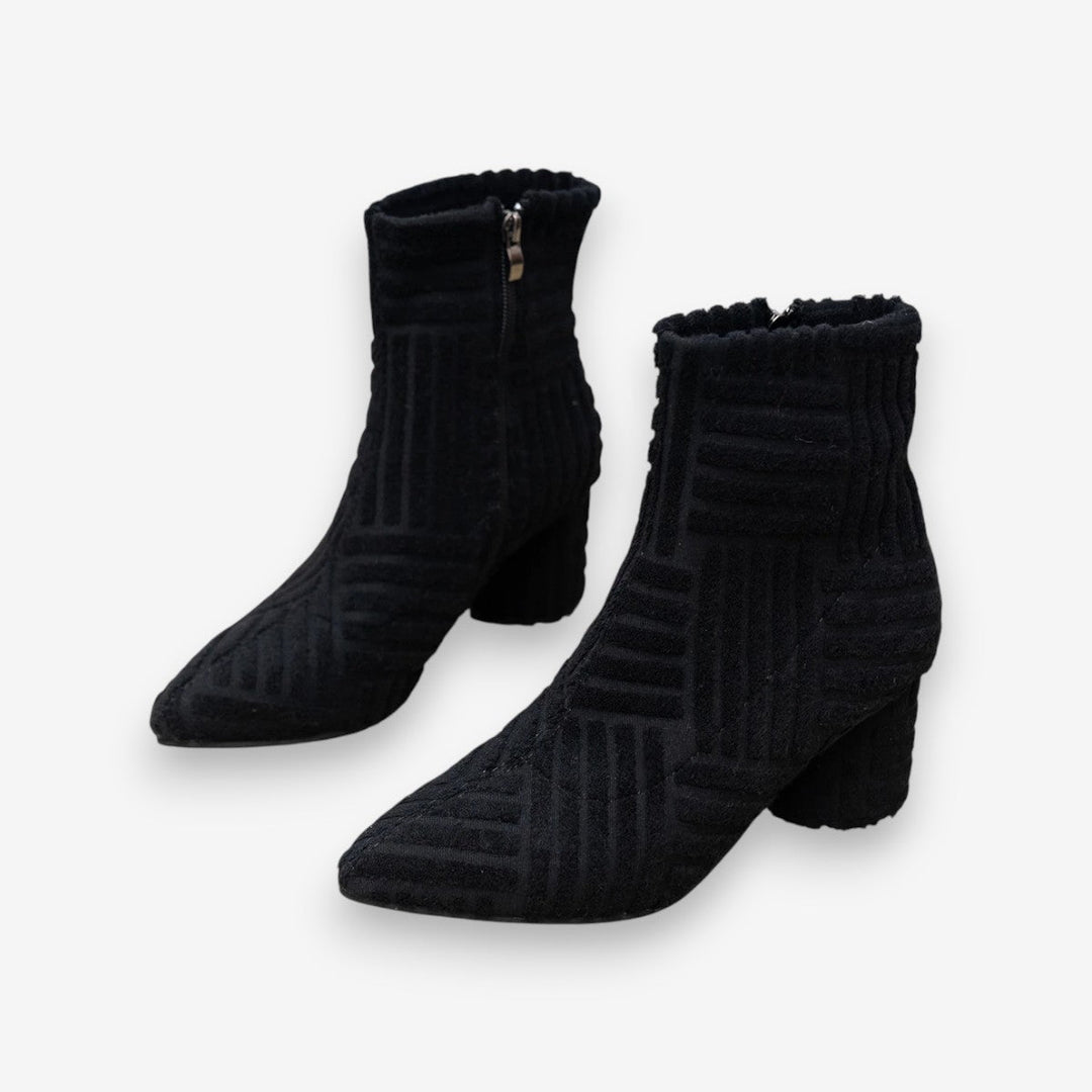 Absatzstiefel - Damen Stiefeletten mit Blockabsatz und spitzer Zehe EB