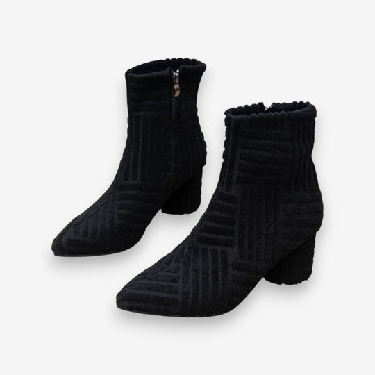 Absatzstiefel - Damen Stiefeletten mit Blockabsatz und spitzer Zehe EB