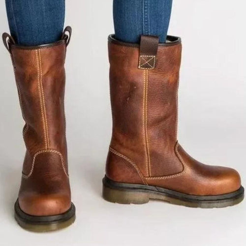 Lederstiefel - Braune, gefütterte Winterschuhe für Damen EB