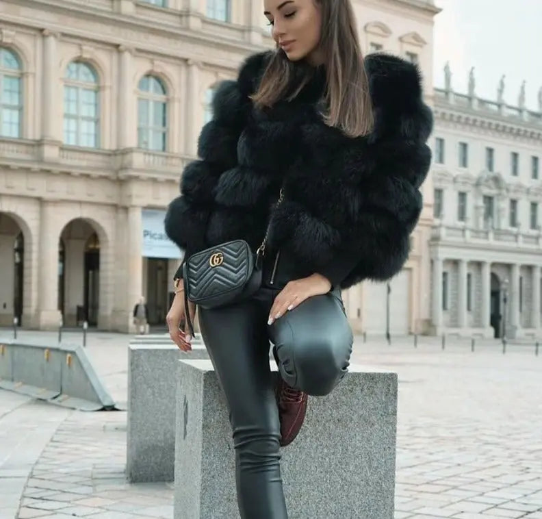 EB | Damen Hochwertiger Imitasionspelz Winterjacke mit Luxuriösem Design und Bequemem Schnitt