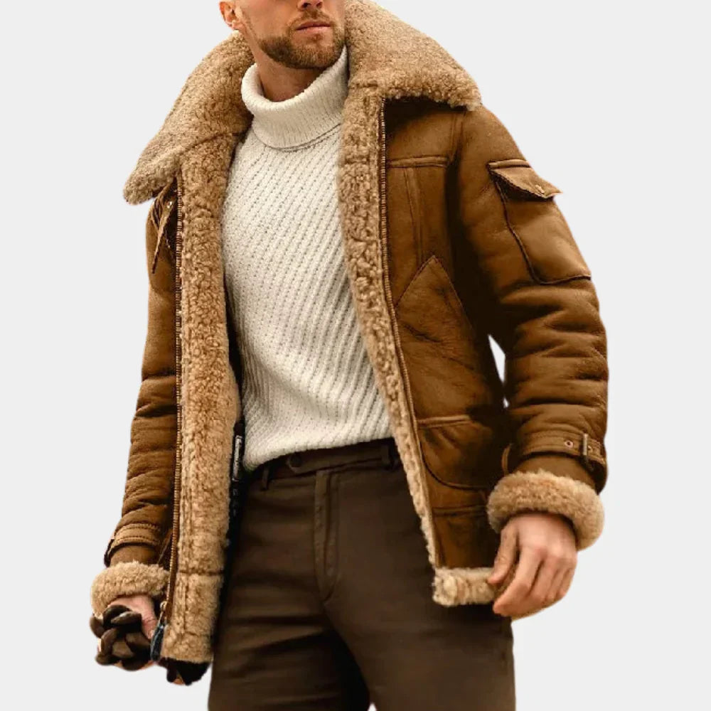 EB | Leder Winterjacke für Herren Im Pilotenstil