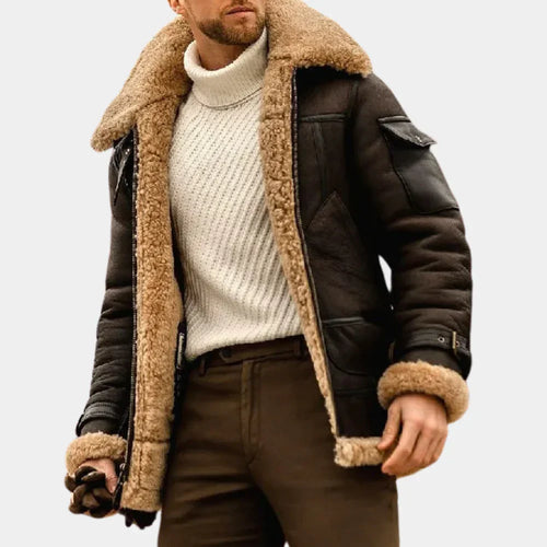 EB | Leder Winterjacke für Herren Im Pilotenstil