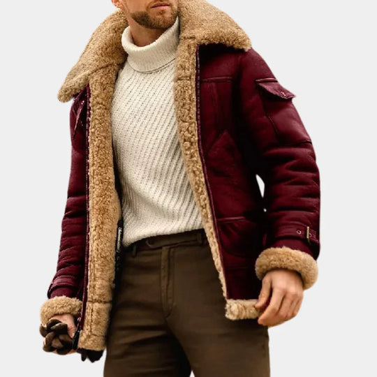 EB | Leder Winterjacke für Herren Im Pilotenstil