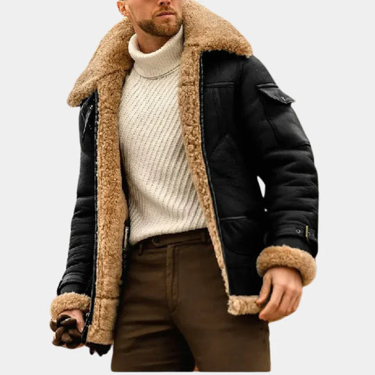 EB | Leder Winterjacke für Herren Im Pilotenstil