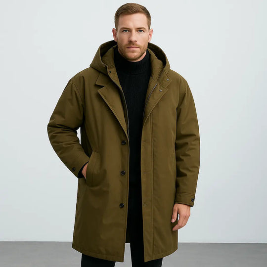 EB | Wasserdichter Puffer-Trenchcoat für Herren mit Kapuze