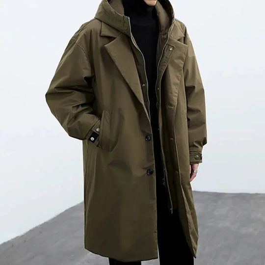 EB | Wasserdichter Puffer-Trenchcoat für Herren mit Kapuze