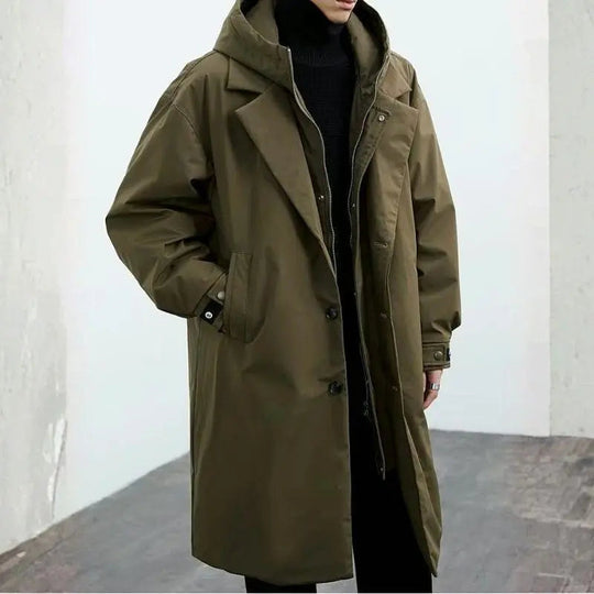 EB | Wasserdichter Puffer-Trenchcoat für Herren mit Kapuze