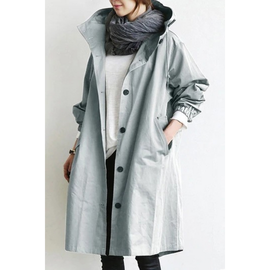 EB | Langer Damen-Trenchcoat mit Kapuze