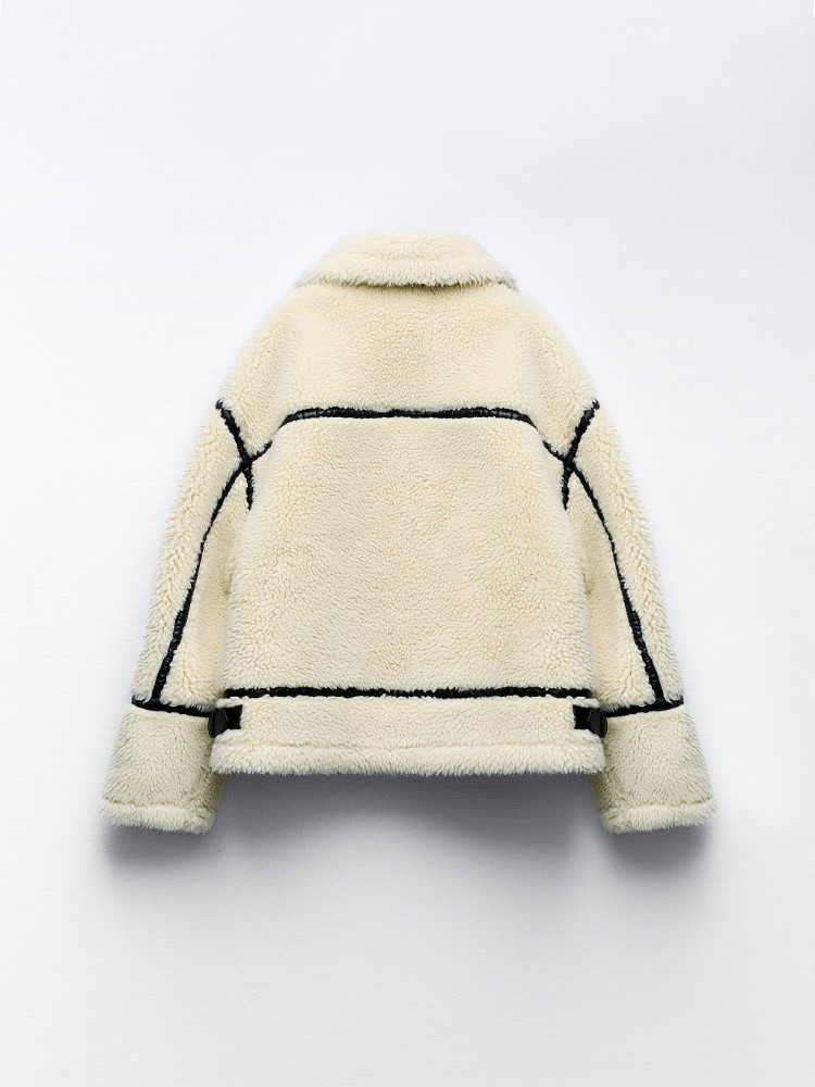 EB | Shearling-Jacke - Übergroßer Schnitt - Weiche Textur - Warme Fütterung - Reißverschlussöffnung