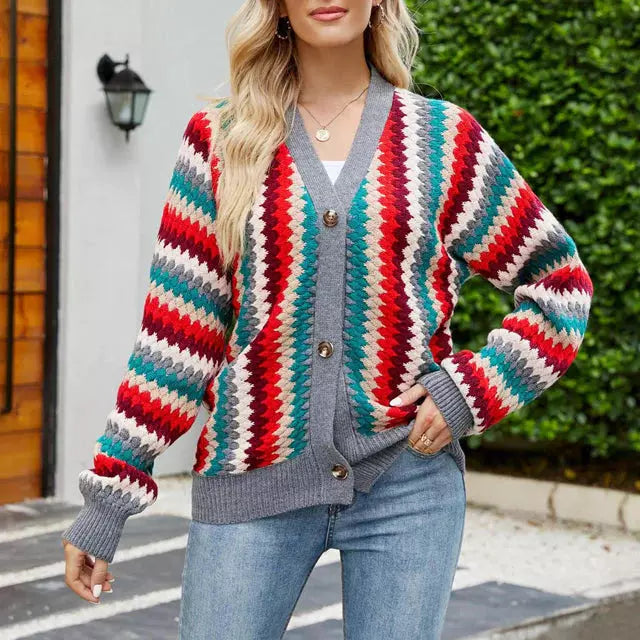 EB | Bunter Strick Strickjacke