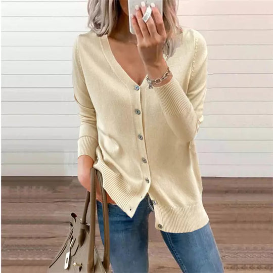 EB | Einfarbige Schlichte Strickjacke für Alltag