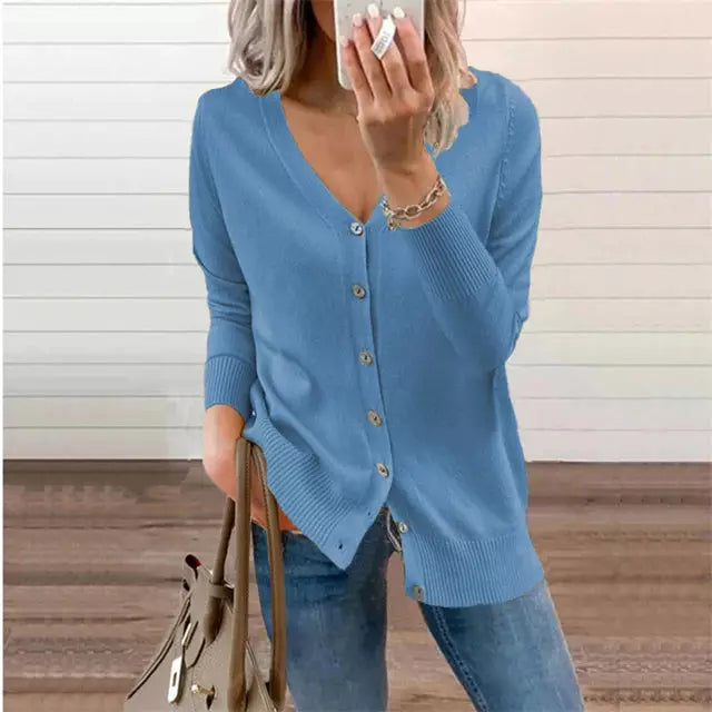 EB | Einfarbige Schlichte Strickjacke für Alltag