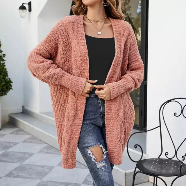 EB | Einfarbige Kuschelige Strickjacke für Damen