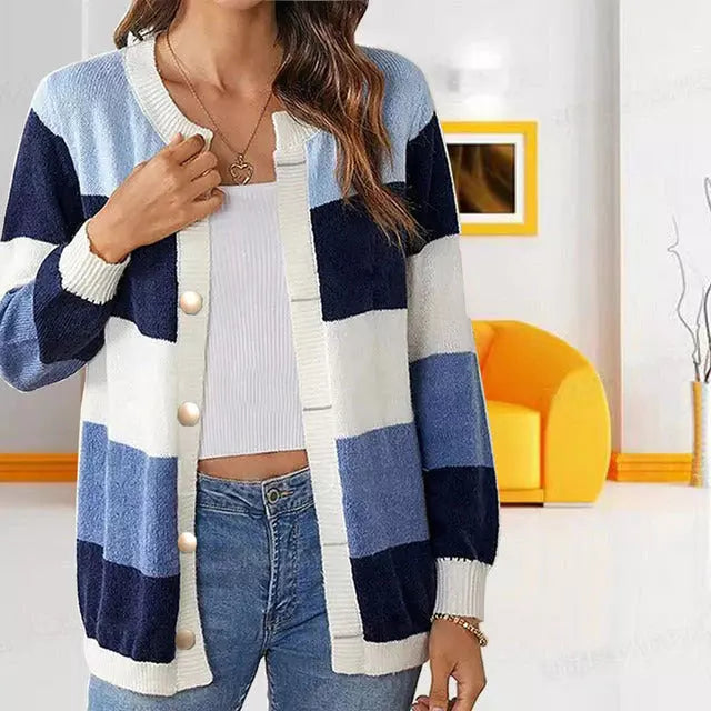 EB | Gestreifte Strickjacke mit Sanften Farbtönen
