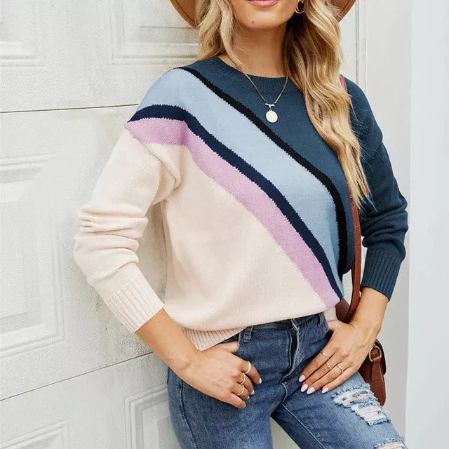 EB | Gestreifter Strickpullover mit Breiten Linien