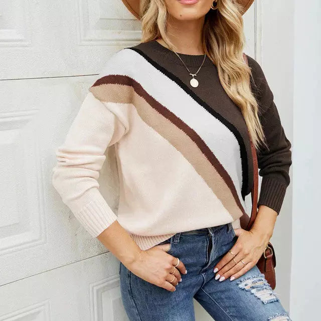 EB | Gestreifter Strickpullover mit Breiten Linien